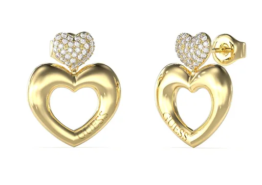 Guess Pozlacené srdíčkové náušnice Crazy In Love JUBE05209JWYGT/U