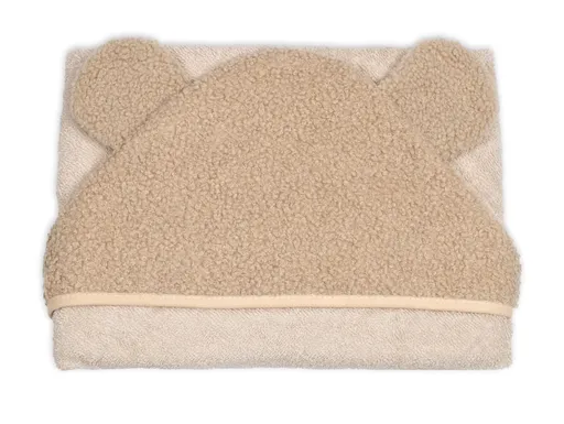 Baby Nellys Kojenecká osuška s kapucí a oušky Boucle 80x80cm, froté -  béžová, hnědá