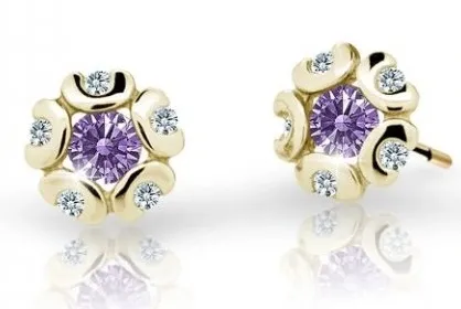 Cutie Jewellery Zlaté dětské náušnice C2178-30-X-1 fialová