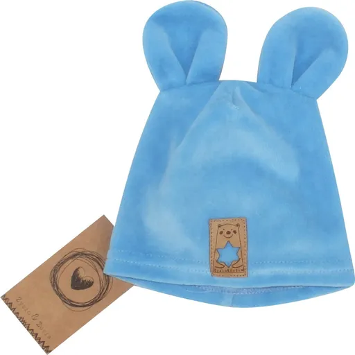 Z&Z Velurová, semišková čepička s oušky, sv. modrá, 80/86