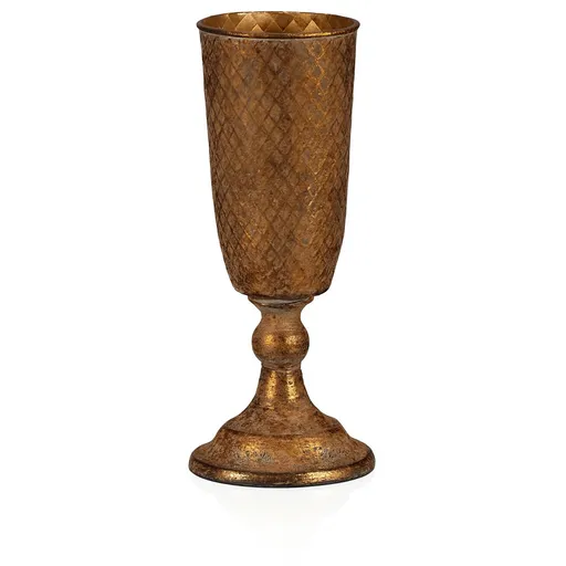 Kovový kalich úzký, zlatá, 10 x 10 x 30 cm