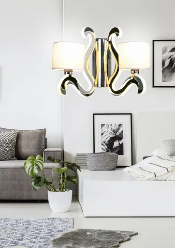 Dvojitá chromovaná nástěnná lampa E14 LED s osvětlovacím ramenem Ambrosia