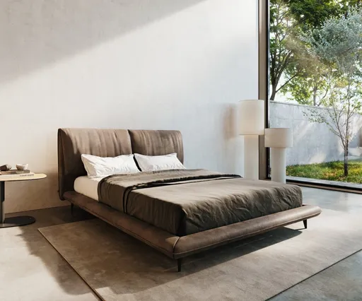 Čalouněná postel Cusino 140x200 cm mikrovlákno taupe vintage