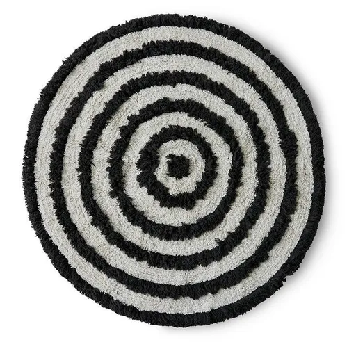 Béžovo-černá kulatá bavlněná koupelnová předložka Bath mat - Ø 120 cm HKLIVING