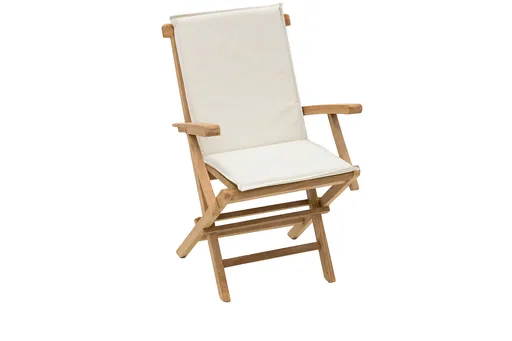 DEOKORK Zahradní skládací křeslo s poduškou IVORY (teak)