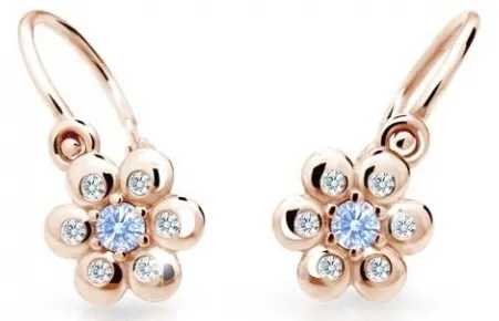 Cutie Jewellery Kytičkové dětské náušnice z růžového zlata C2247-10-X-4 světle modrá