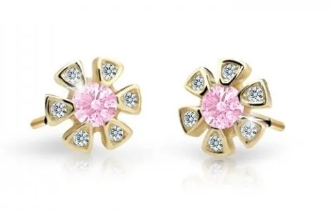 Cutie Jewellery Zlaté dětské náušnice C2156-30-X-1 růžová