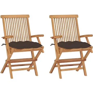 SHUMEE Židle zahradní s taupe poduškami teak 3062510 - 2ks v balení (3062510)