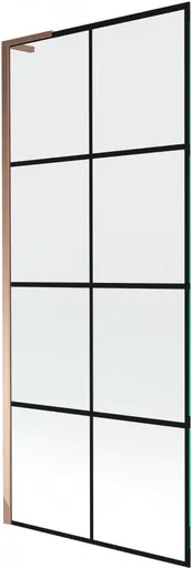 MEXEN/S Next L vanová zástěna FIX 80 x 150, černá vzor, růžové zlato 895-080-000-03-77-60