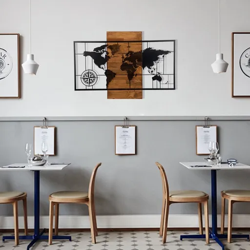 Dekorativní dřevěný doplněk na zeď World Map Wıth Compass