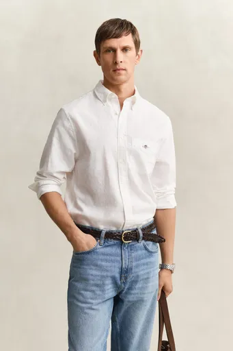KOŠILE GANT REG COTTON LINEN SHIRT WHITE