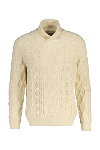 SVETR GANT CABLE SHAWL COLLAR CREAM