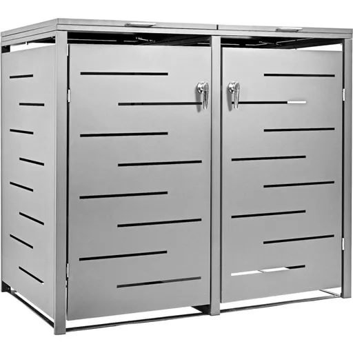 Stilista 91237 STILISTA  Skříň na 2 popelnice 132 x 80 x 116 cm, stříbrná