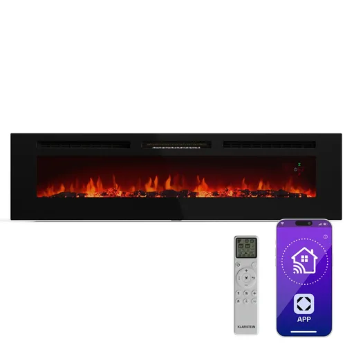 Klarstein Inteligentní elektrický krb Galeras, 2 nastavení teploty, 16 - 30°| Iluze plamene LED, Možnost připojení k IOT