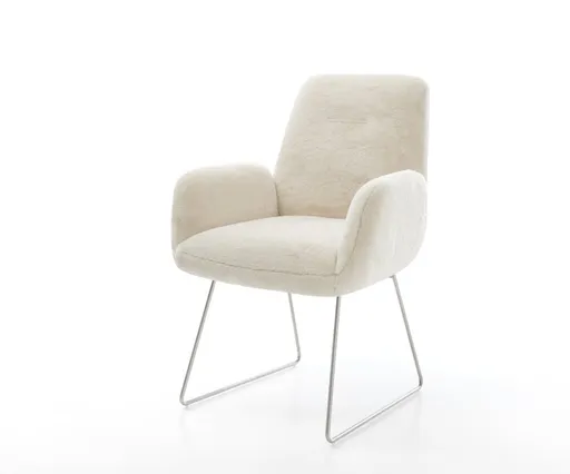 Jídelní židle Zoa-Flex plyšový manšestr krémová bílá tenká