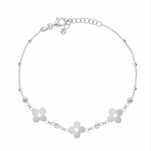 Brilio Silver Půvabný stříbrný náramek se zirkony Květiny BRC233W