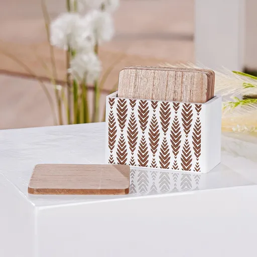 Gilde Dřevěné podtácky se stojanem, 6 ks