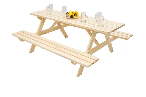 DEOKORK Masivní dřevěný pivní set z borovice 200 cm síla 45 mm