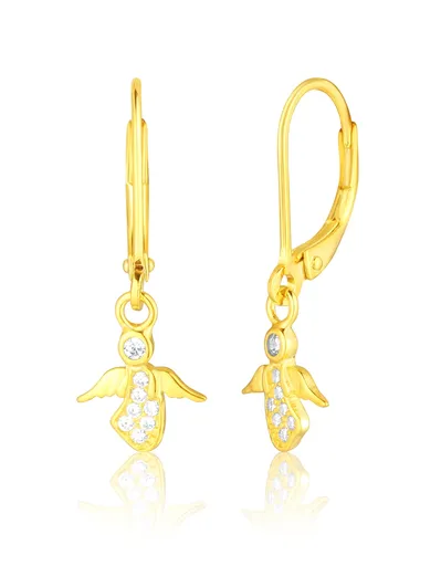 JVD Pozlacené visací náušnice Andělíček se zirkony SVLE0933SD5GO00