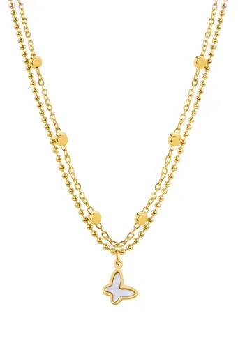 Troli Dvojitý pozlacený náhrdelník s motýlkem