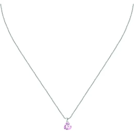 La Petite Story Něžný stříbrný náhrdelník s růžovým srdíčkem Silver LPS10AWV33