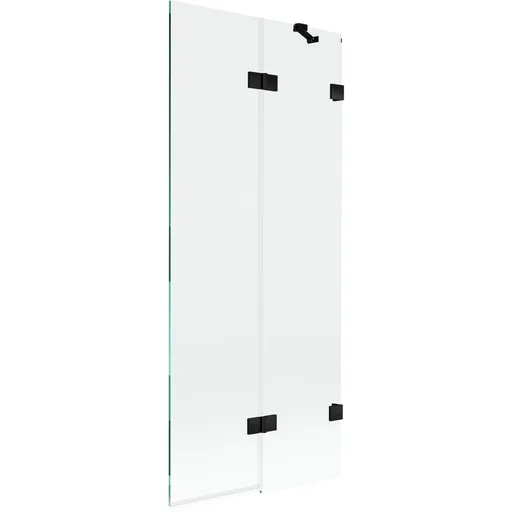 MEXEN/S Lunar vanová zástěna 2-křídlová pravá 80 x 150, transparent, černá 897-080-100-70-00-P