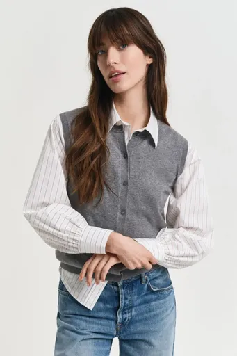 VESTA GANT LIGHT KNIT VEST CHARCOAL MELANGE