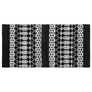 Kožený koberec 80 x 150 cm černý/béžový SOKUN, 181570 (beliani_181570)