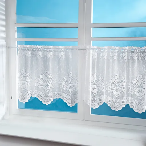 Krátká záclonka s květinovým vzorem