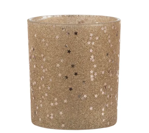 Zlatý skleněný vánoční svícen Baubles stars  – Ø 9*10 cm J-Line by Jolipa