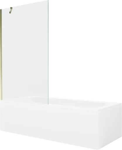MEXEN/S Vega obdélníková vana 160 x 70 cm s panelem + vanová zástěna 100, transparent, zlatá 550116070X9510000050
