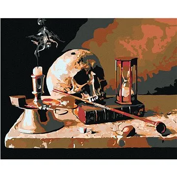 Diamondi - Diamantové malování - LEBKA NA STOLE, 40x50 cm, Vypnuté plátno na rám (603610B)