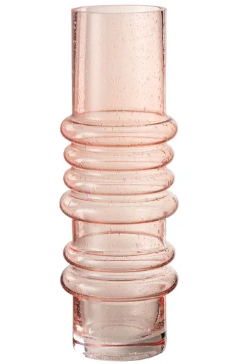 Lososová skleněná váza Band salmon - Ø8*29 cm J-Line by Jolipa