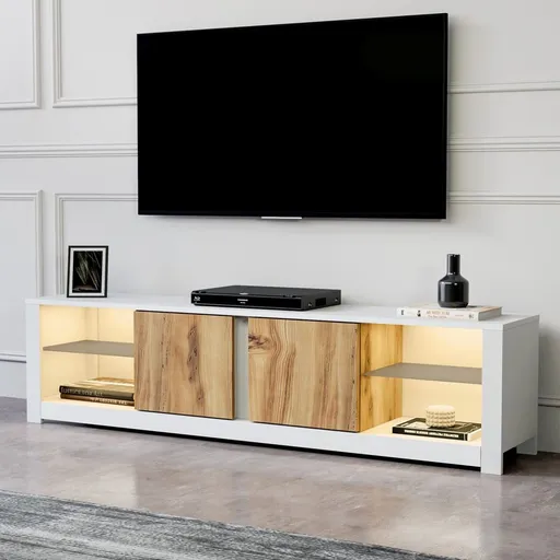 TV stolek Aydos - White, Oak