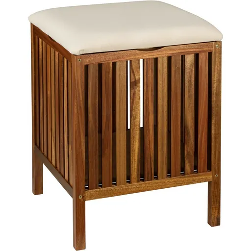 Wenko Koupelnová stolička z akácie se sedákem Fondi, 52 x 39 x 39 cm