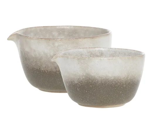 2ks béžovo-šedá miska Valence Dusty Stone - Ø 11*6/ Ø 10*5,5cm / 274ml / 155ml Chic Antique