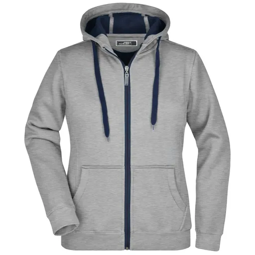 James & Nicholson (Daiber) Dámská dvoubarevná mikina JN354 - Sportovně šedá / tmavě modrá | M