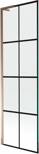 MEXEN/S Next L vanová zástěna FIX 60 x 150, černá vzor, růžové zlato 895-060-000-03-77-60