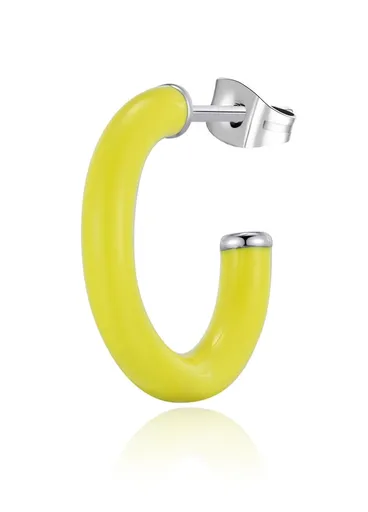 S'Agapõ Single kruhová náušnice se žlutým smaltem Vibes SVB44
