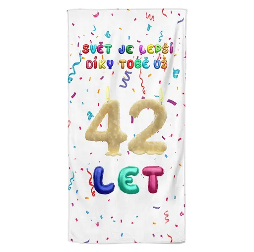 Osuška Svět je lepší díky tobě (věk: 42, Velikost osušky: 70x140cm)