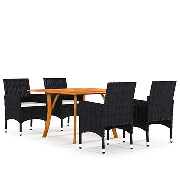 5dílný zahradní jídelní set černý, 3071929 (3071929)