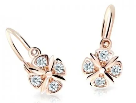 Cutie Jewellery Slušivé dětské náušnice z růžového zlata C2245-10-X-4 bílá