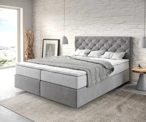 Boxspring postel Dream-Great 160x200 cm mikrovlákno šedá