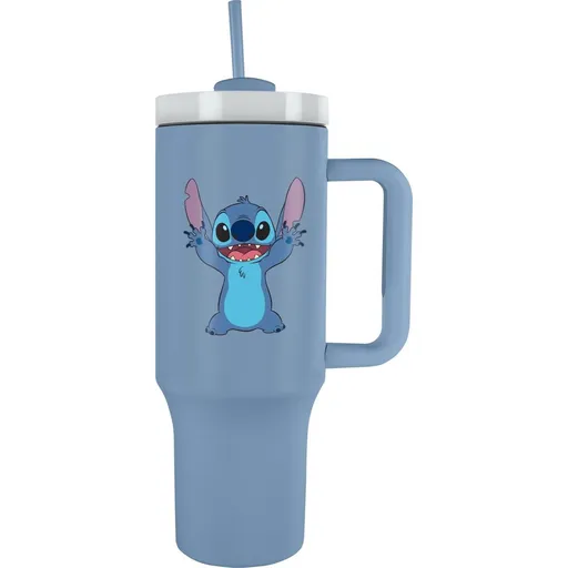 Lilo a Stitch cestovný hrnek s brčkem modrý