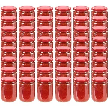 Zavařovací sklenice s červenými víčky 48 ks 230 ml