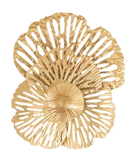 Zlatá antik nástěnná kovová dekorace květ Callien - 24*5*28 cm J-Line by Jolipa