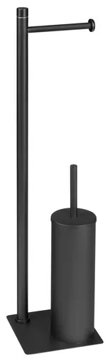 Gedy TRILLY stojan s držákem na toaletní papír a WC štětkou, hranatý, černá mat TR3214