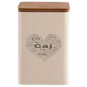 ORION Dóza plech/dřevo 9,5x9,5x14 cm ČAJ SRDCE (127501)