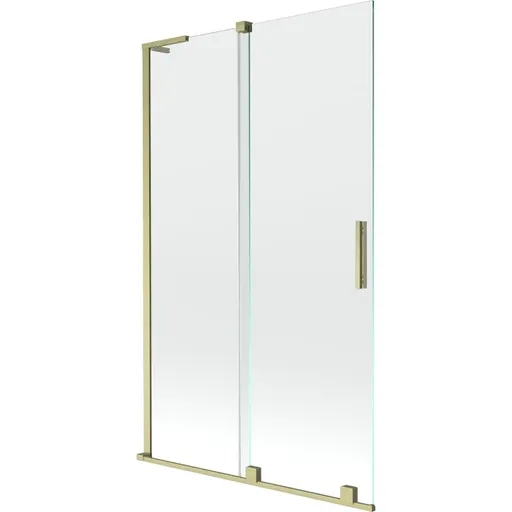 MEXEN/S Velar L dvoukřídlá posuvná vanová zástěna 110 x 150, transparent, zlatá kartáčovaná 896-110-003-01-55
