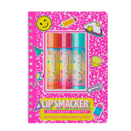 Lip Smacker Spiral Notebook Trio Lip Balm (Pink)​ dárkové balení amerických balzámů na rty